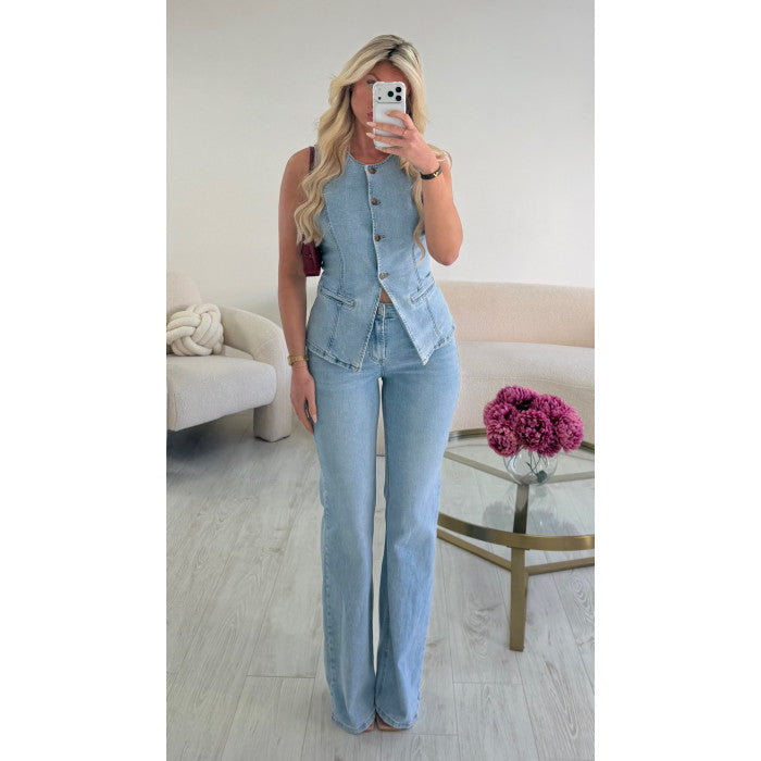 Top boléro jeans bleu