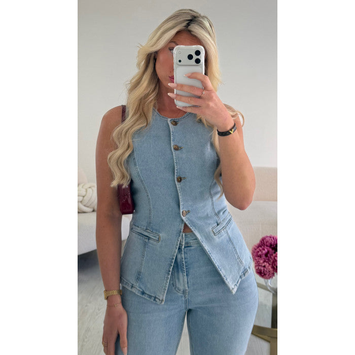 Top boléro jeans bleu