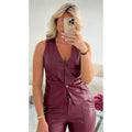 Top boléro simili cuir bordeaux