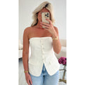 Top bustier blanc perles