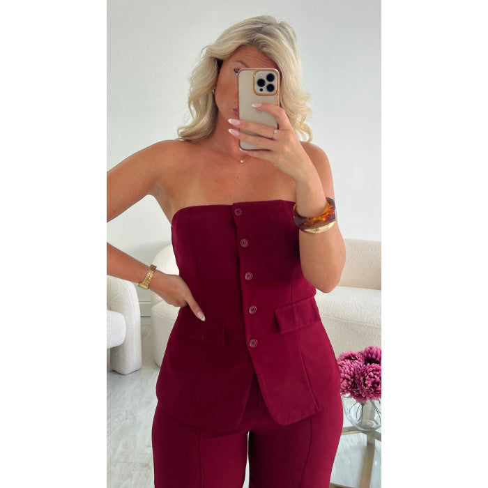 Top bustier burgandy