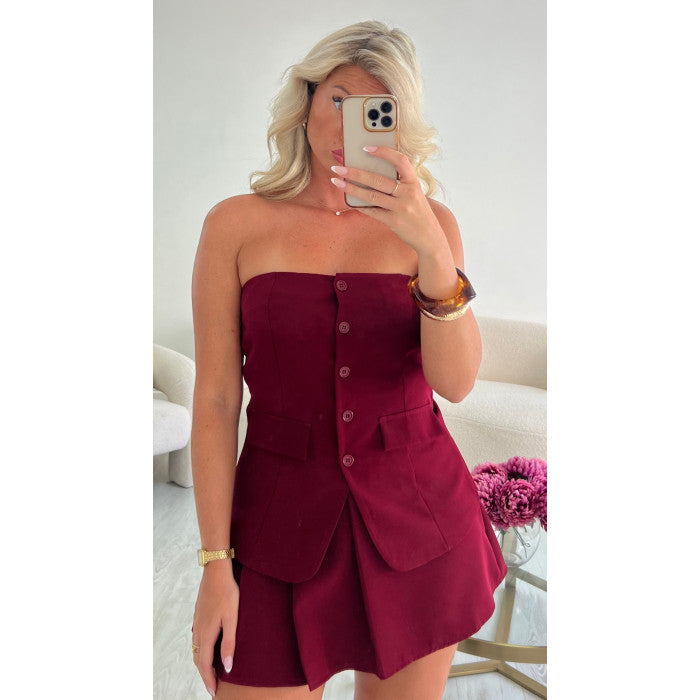 Top bustier burgandy