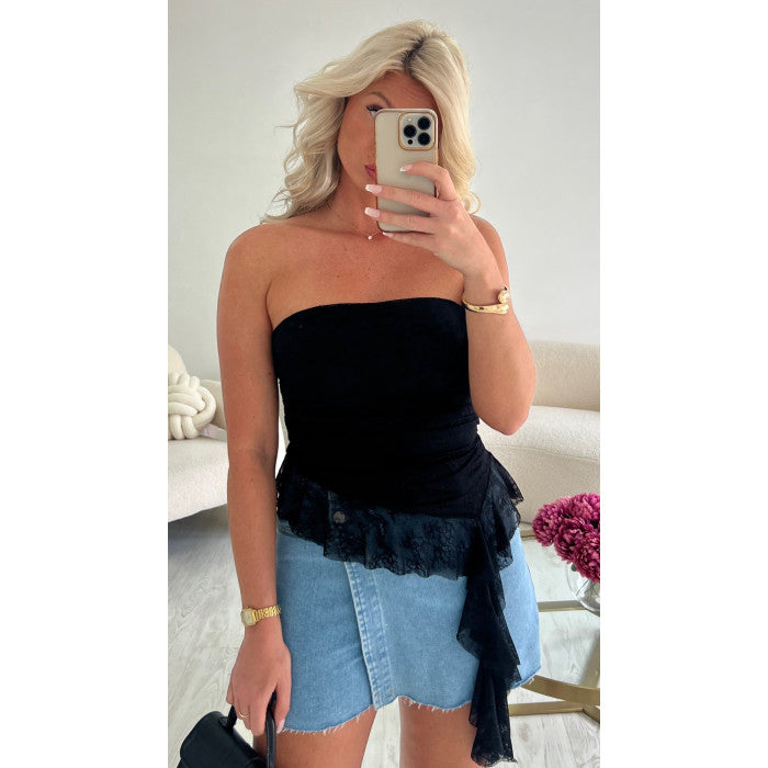 Top bustier dentelle noir