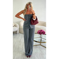 Top bustier gris chiné