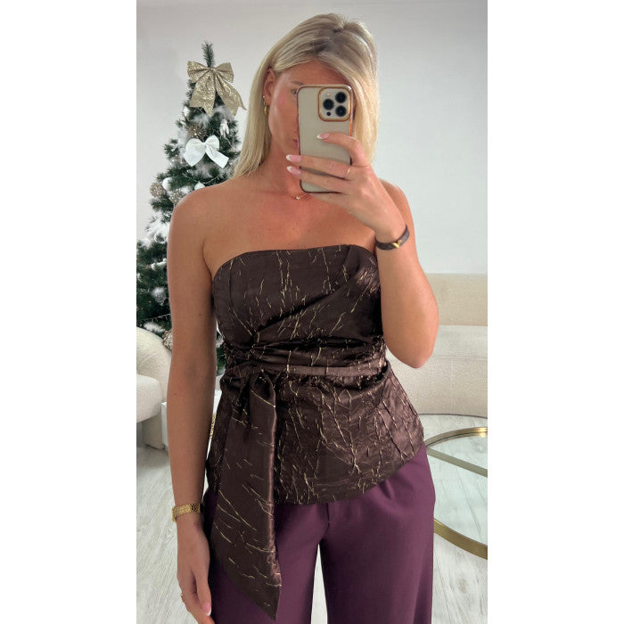 Top bustier relief doré choco