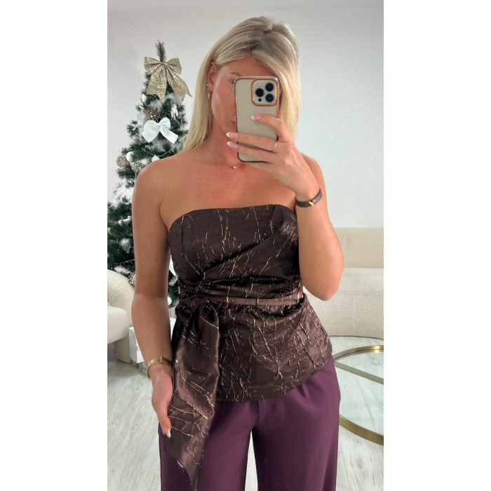 Top bustier relief doré choco