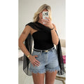 Top bustier voile noir