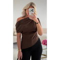 Top choco drapé asymétrique
