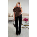 Top choco drapé asymétrique