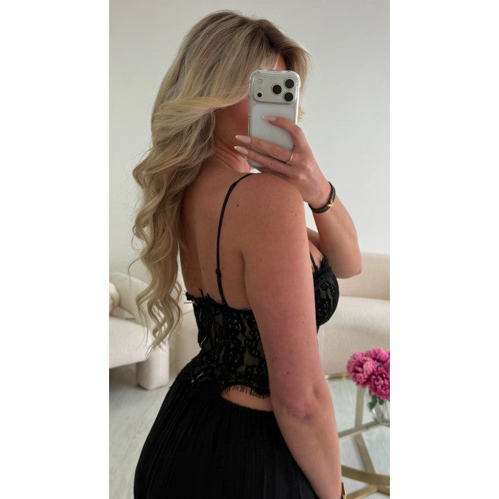 Top corset dentelle noir