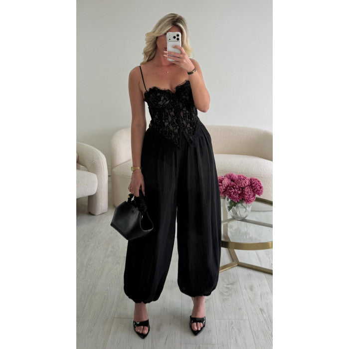 Top corset dentelle noir