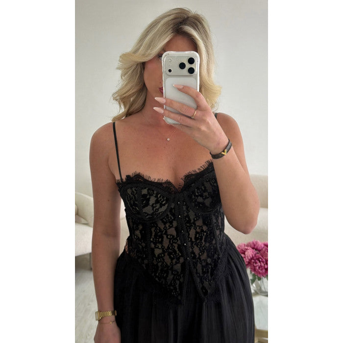 Top corset dentelle noir