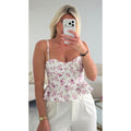 Top corset fleurs violet peplum