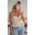 Top corset lyla/jaune pastel peplum