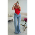 Top corset pois rouge épais