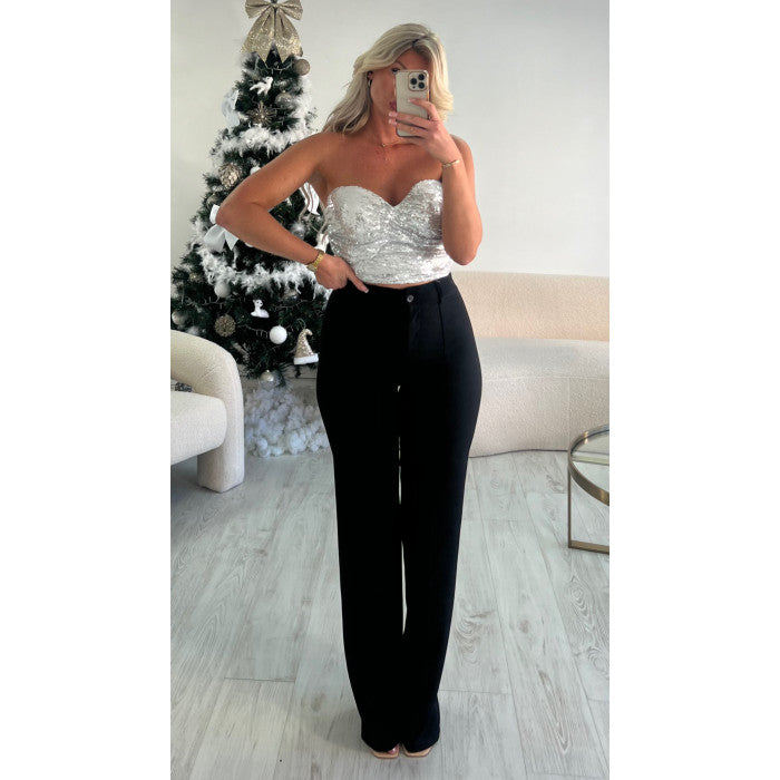 Top corset sequins argenté