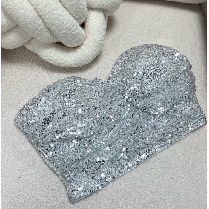 Top corset sequins argenté