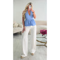Top coton peplum rayures bleu