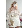 Top crochet blanc