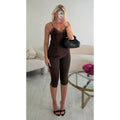 Top dentelle choco satin asymétrique