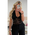 Top dentelle noir col