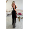 Top dentelle noir satin asymétrique