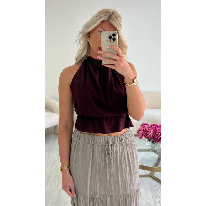 Top dos nu lin bordeaux