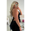 Top dos nu tulle noeuds noir