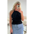 Top dos nu tulle noeuds noir