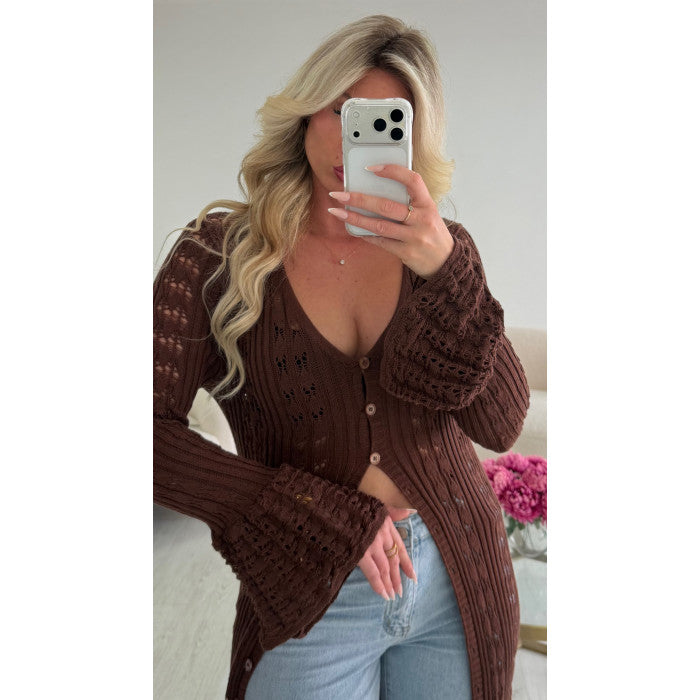 Top kimono long choco maille