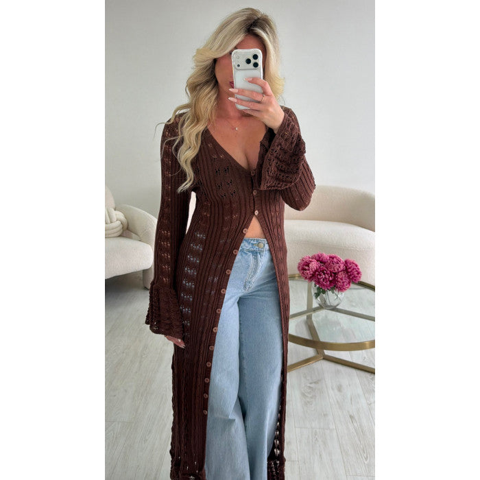 Top kimono long choco maille
