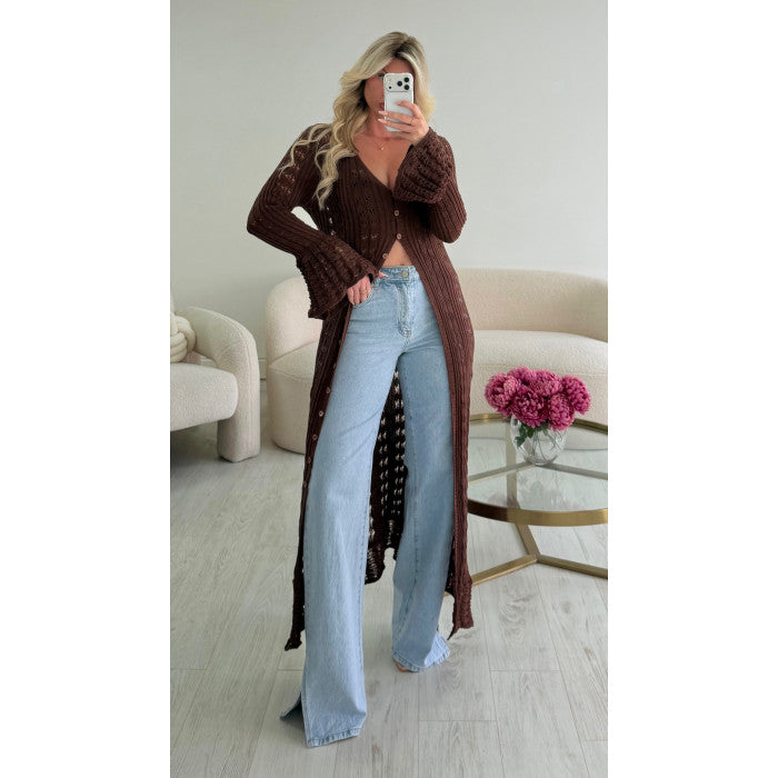 Top kimono long choco maille
