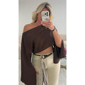 Top lin manches fendues choco