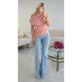 Top old pink drapé asymétrique