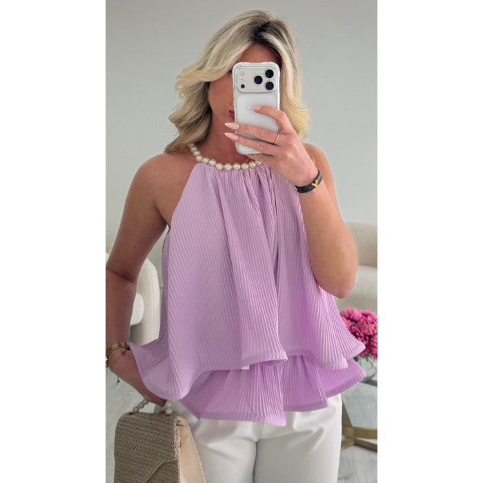 Top péplum lila perle