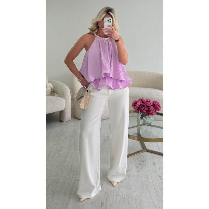 Top péplum lila perle