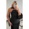 Top pois ras cou coquillage noir