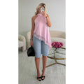 Top ras cou dentelle asymétrique rose