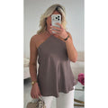 Top taupe satin dos nu
