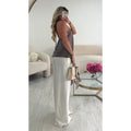 Top taupe satin dos nu
