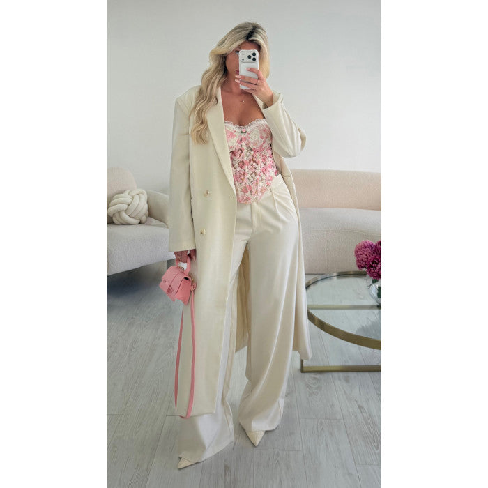 Trench blazer long épais creamy