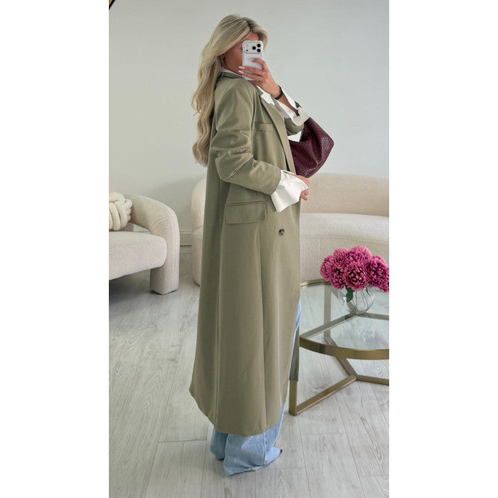 Trench blazer long épais tilleul