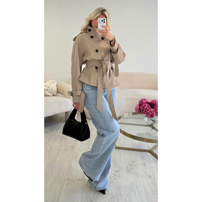 Trench col montant cintré taupe