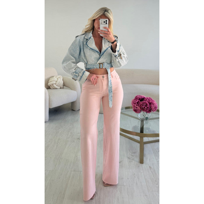 Trench court denim bleu