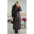 Trench long simili brillant cintré choco Premium