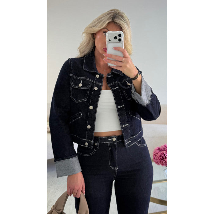Veste jeans revers brut