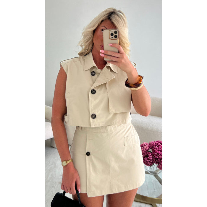 Veste sans manches beige