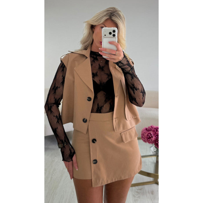 Veste sans manches safari camel